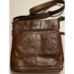 Jack Georges Voyager Brown Crossbody Bag Hand Stained Buffalo Leather Unisex